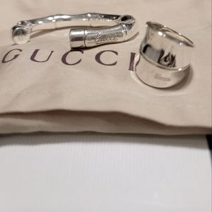 Gucci sterling silver bamboo ring and cuff